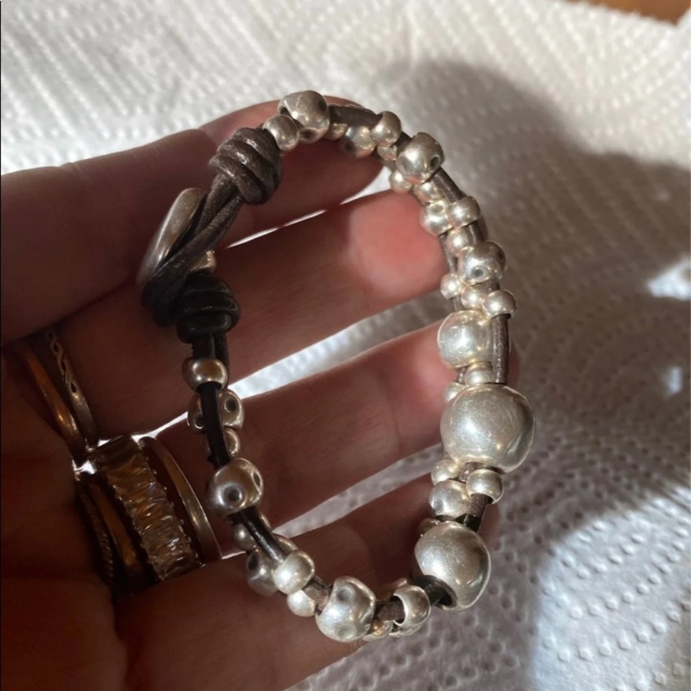 Vintage uno de 50 bracelet leather silver - Picture 2 of 3